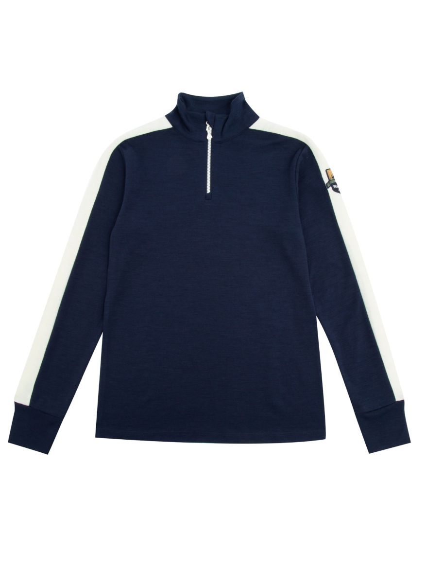 Bilde av WoolLand Ål merino half-zip ulltrøye Blue Ink